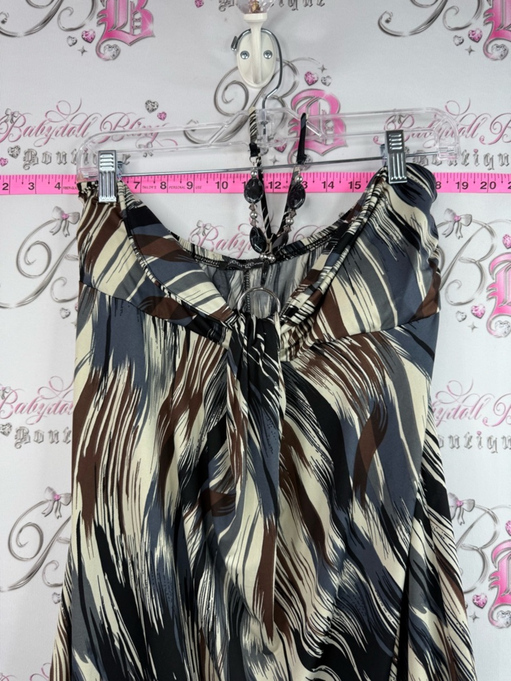 George dress jewels halter Maxi Dress in Black, Cream & Brown Brushstroke Print - Picture 4 of 9